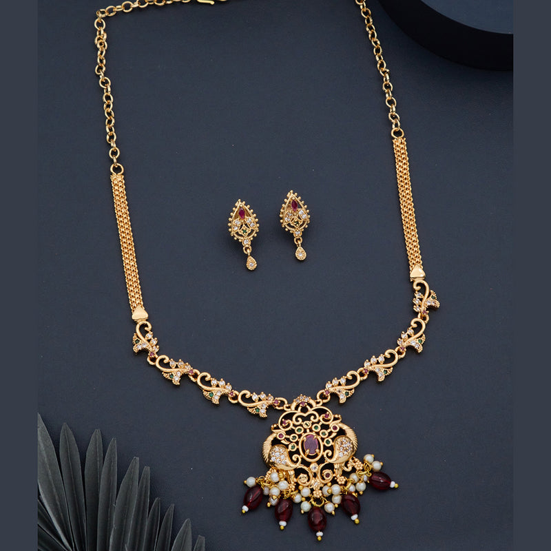 H K Fashion Gold Plated Austrian Stone Necklace Set