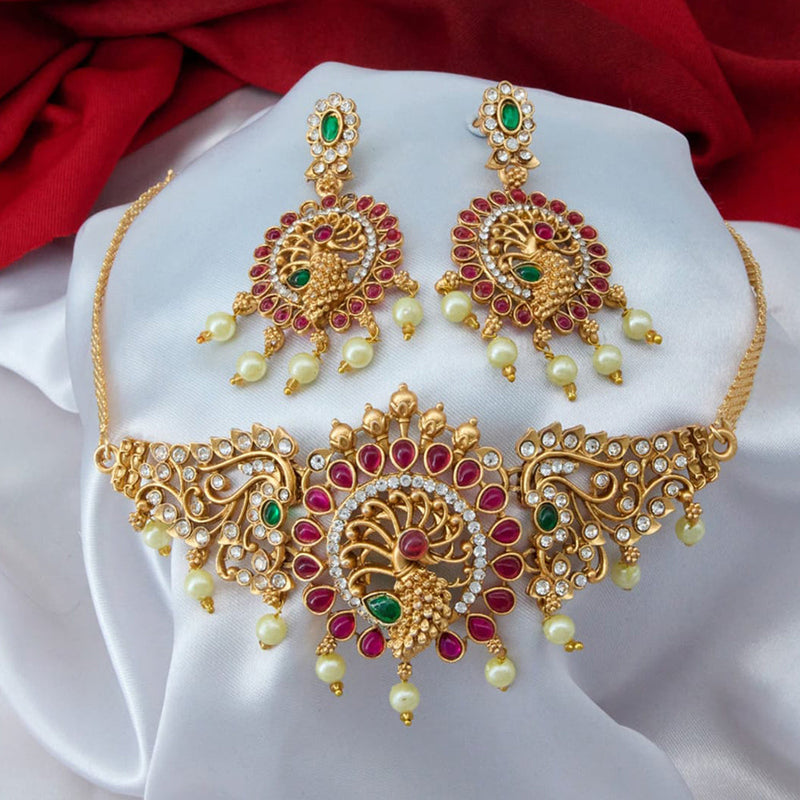 H K Fashion Gold Plated Kundan Stone Choker Necklace Set