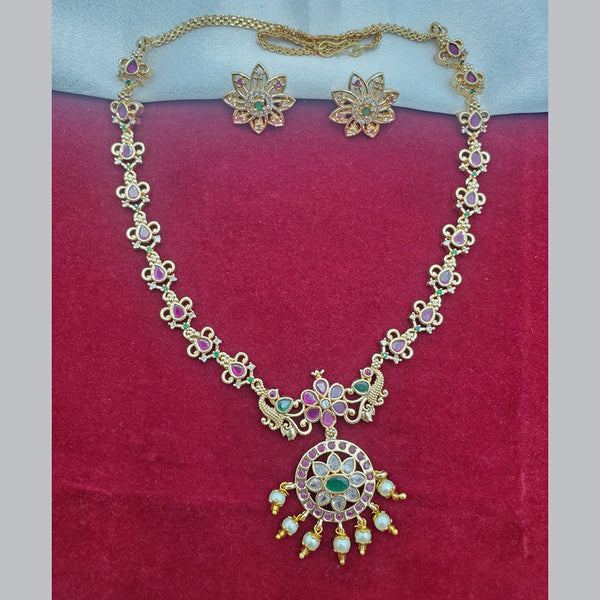 H K Fashion Gold Plated Pota Stone Necklace Set