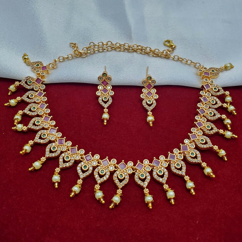 H K Fashion Gold Plated Austrian Stone Necklace Set