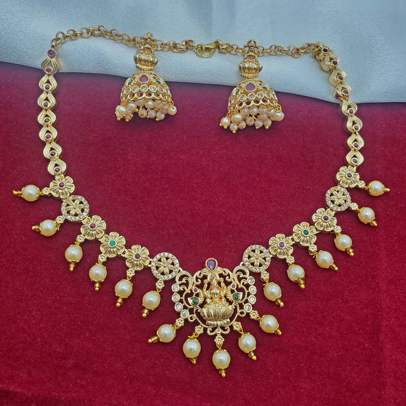 H K Fashion Gold Plated Austrian Stone And Temple Necklace Set