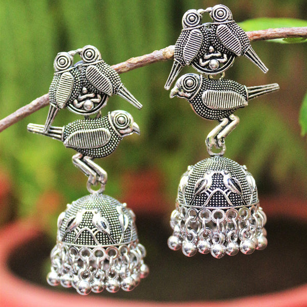 H K Fashion Oxidised Plated Pearls Spero Shape Jhumki Earrings