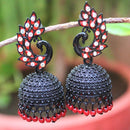 H K Fashion Black Polish Austrian Stone Jhumki Earrings