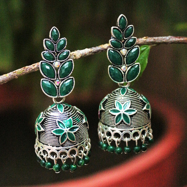 H K Fashion Oxidised Plated Jhumki Earrings