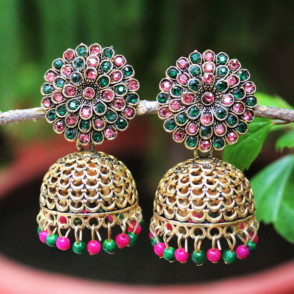 H K Fashion  Oxidised Gold Plated Jhumki Earrings