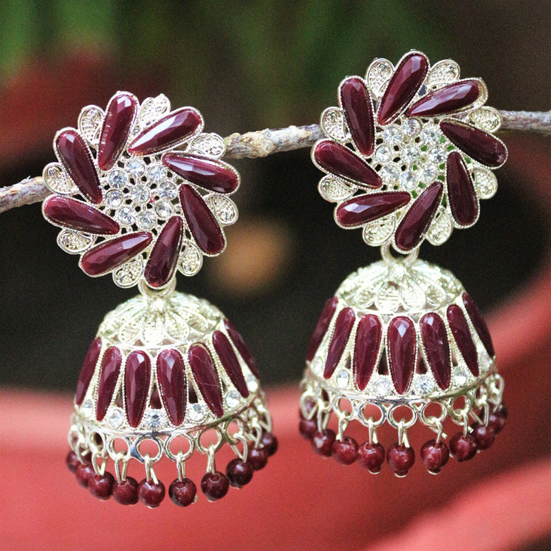 H K Fashion  Rhodium Plated  Jhumki Earrings