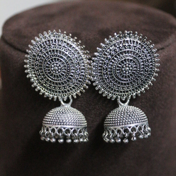 H K Fashion Oxidised Plated Pearls Jhumki Earrings