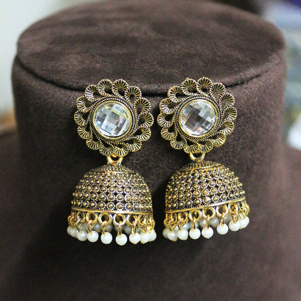 H K Fashion Gold Plated Pearls Jhumki Earrings