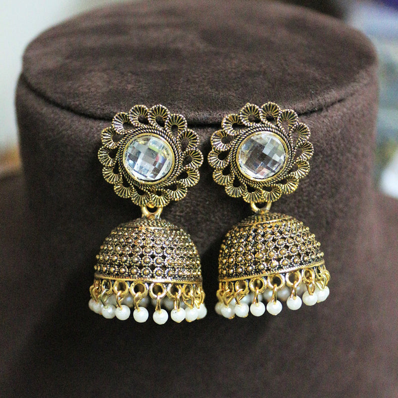 H K Fashion Gold Plated Pearls Jhumki Earrings