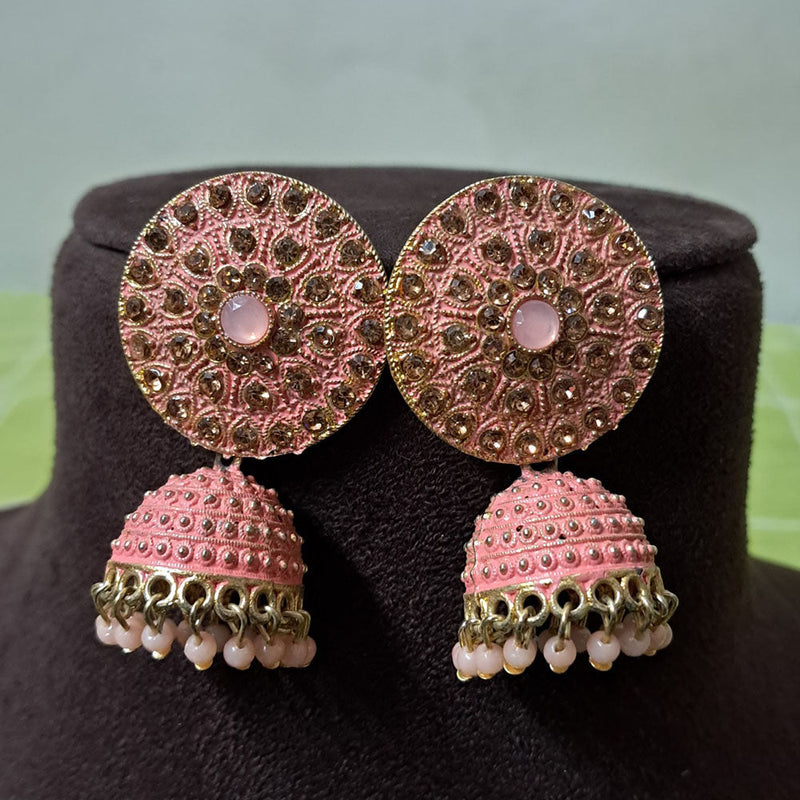 H K Fashion Gold Plated Austrian Stone Jhumki Earrings