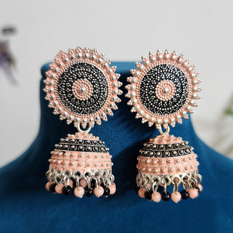 H K Fashion Oxidised Plated  Pearls Jhumki Earrings