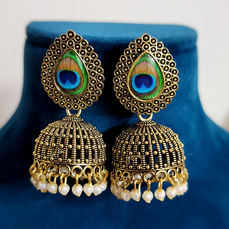 H K Fashion Gold Plated Pearls Jhumki Earrings