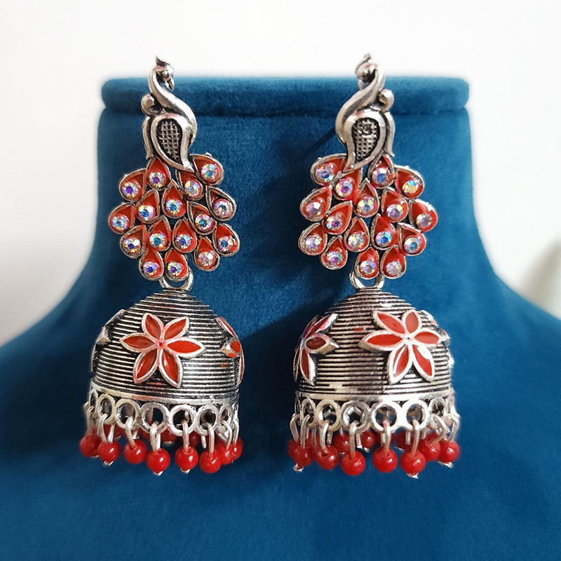 H K Fashion Silver Plated  Pearls Jhumki Earrings