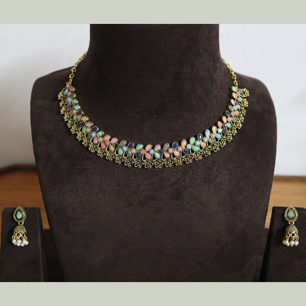 H K Fashion Gold Plated Crystal Stone Choker Necklace Set