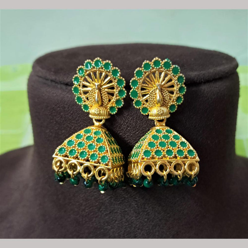 H K Fashion Gold Plated Meenakari And Beads Jhumki Earrings