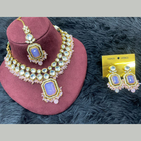 H K Fashion Gold Plated Kundan Stone And Pearls Necklace Set