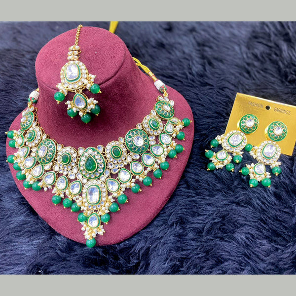 H K Fashion Gold Plated Kundan Stone And Pearls Necklace Set