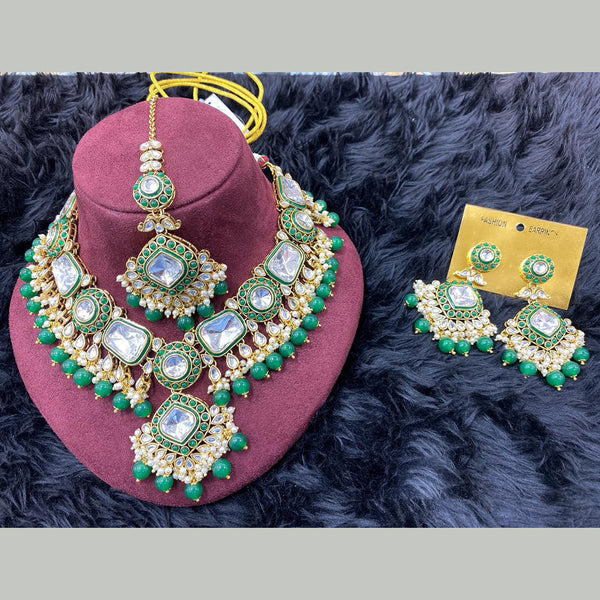 H K Fashion Gold Plated Kundan Stone And Pearls Necklace Set