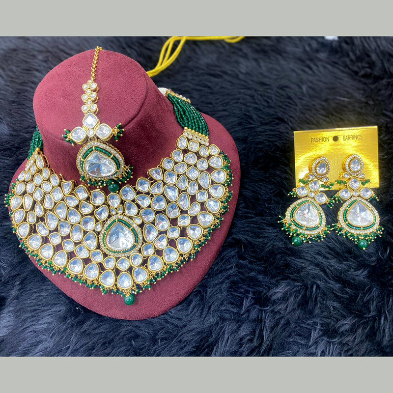 H K Fashion Gold Plated Kundan Stone And Pearls Necklace Set