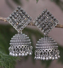 H K Fashion Oxidised Plated Austrian Stone Pearls Jhumki Earrings