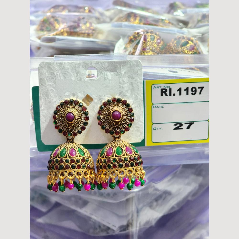 H K Fashion Gold Plated Pota And Pearl Jhumki Earrings