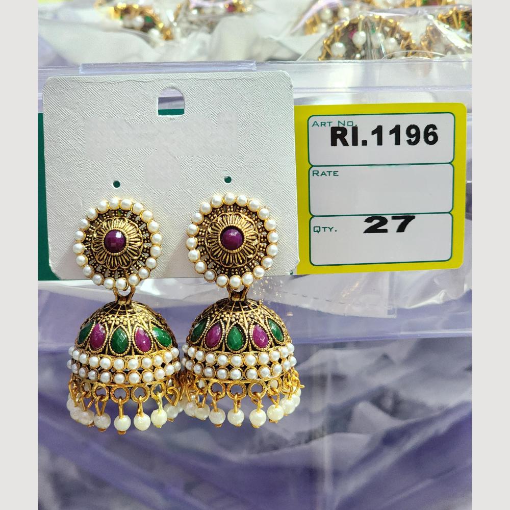 H K Fashion Gold Plated Pota And Pearl Jhumki Earrings