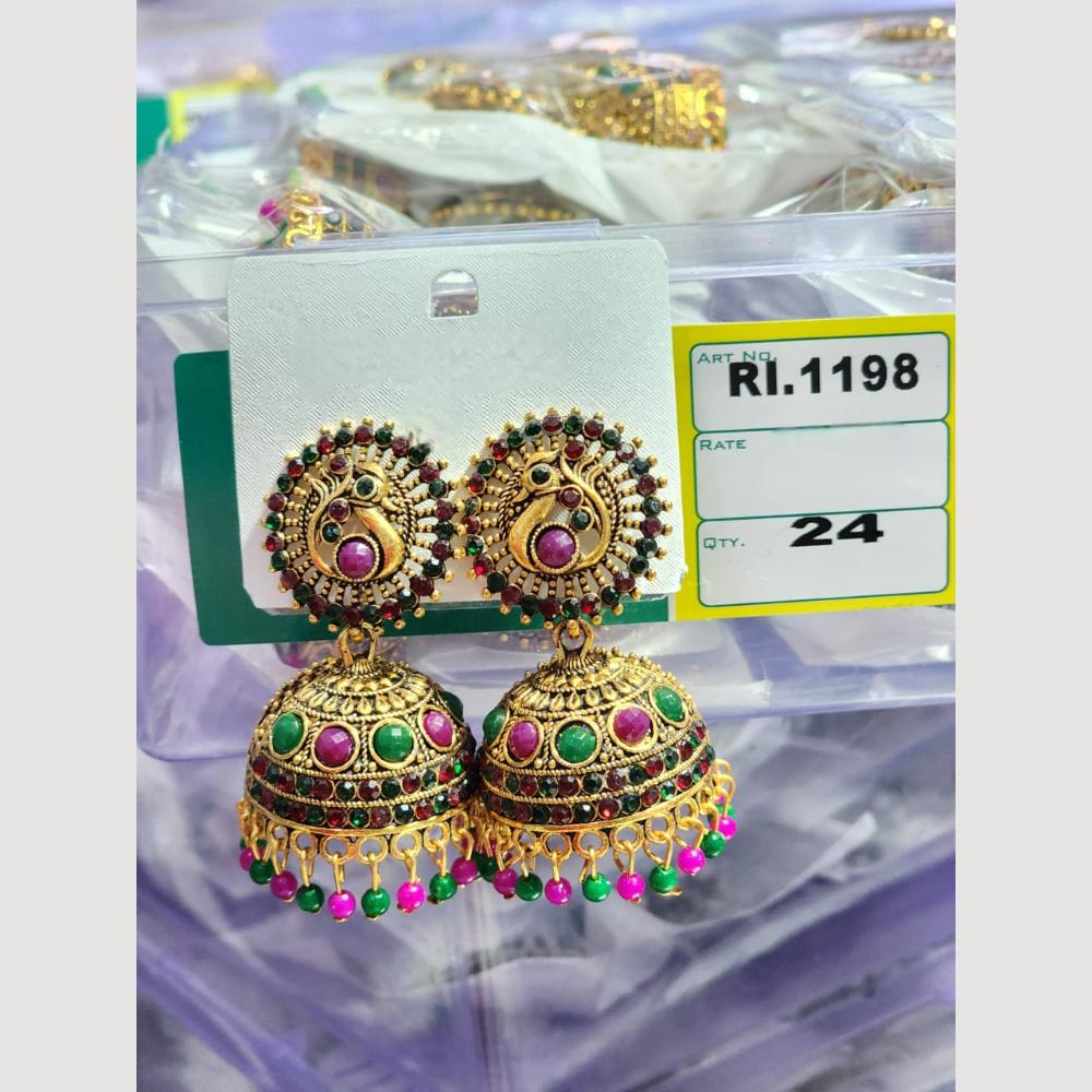 H K Fashion Gold Plated Pota And Pearl Jhumki Earrings
