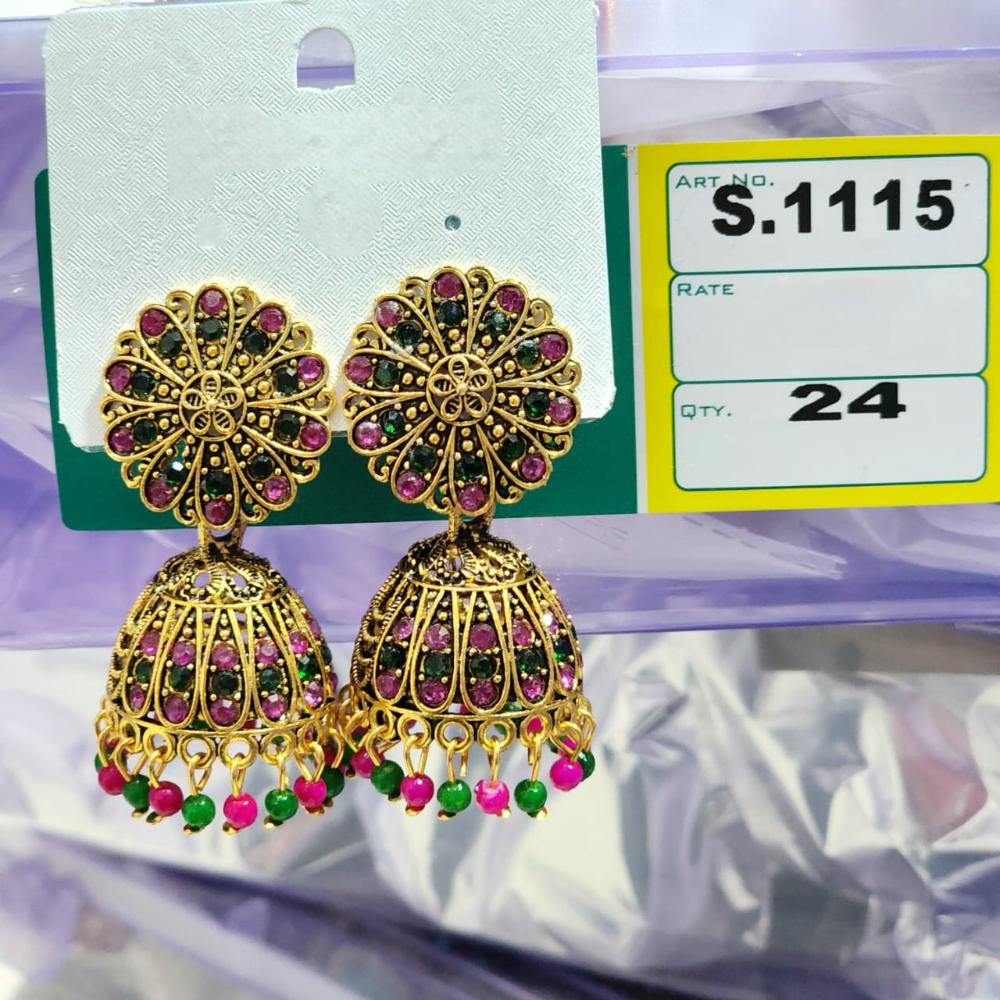 HK Fashion Matte Gold Plated Austrian And Pearl Jhumki Earrings