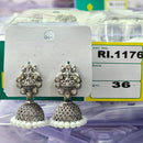 HK Fashion Oxidised Plated Austrian And Pearl Temple Jhumki Earrings