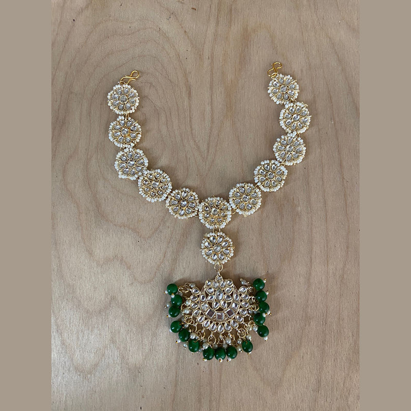 India Art Gold Plated Kundan Stone Sheeshphool