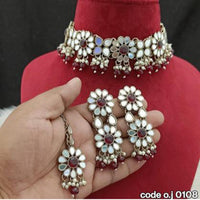 India Art Oxidised Plated Mirror Work Choker Necklace Set