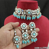India Art Oxidised Plated Mirror Work Choker Necklace Set