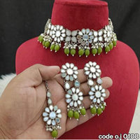 India Art Oxidised Plated Mirror Work Choker Necklace Set