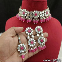 India Art Oxidised Plated Mirror Work Choker Necklace Set
