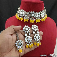 India Art Oxidised Plated Mirror Work Choker Necklace Set