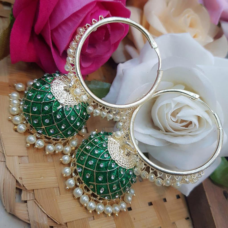 India Art Gold Plated Meenakari Jhumki Earrings