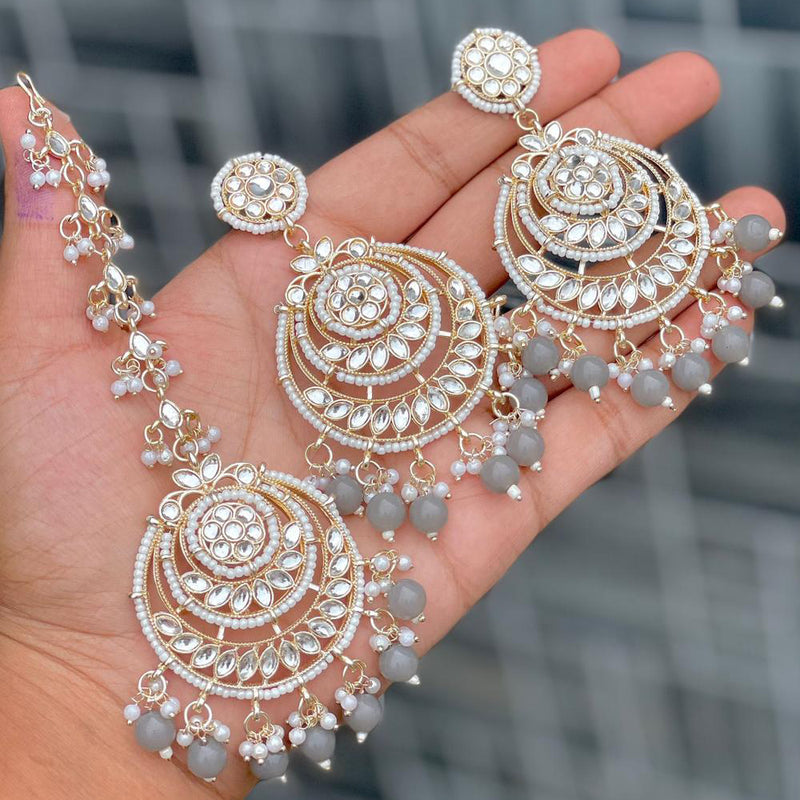 India Art Gold Plated Earrings With Maangtika