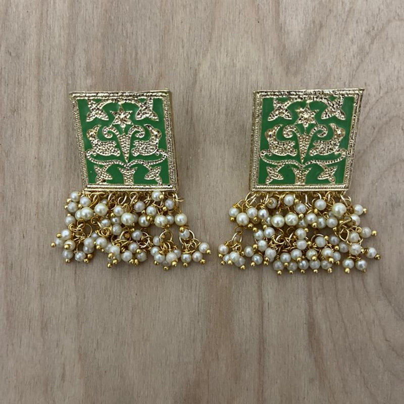 India Art Gold Plated Meenakari Earrings