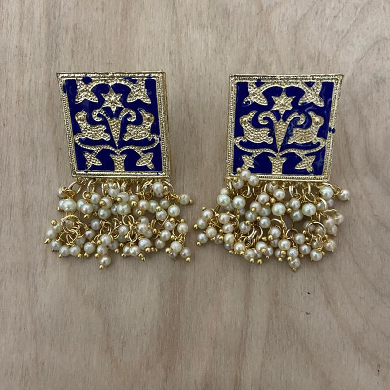 India Art Gold Plated Meenakari Earrings