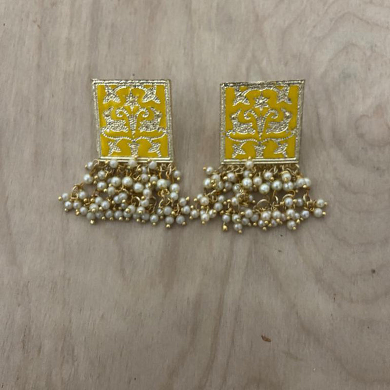 India Art Gold Plated Meenakari Earrings