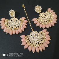 India Art Gold Plated Dangler Earrings With Maangtikka