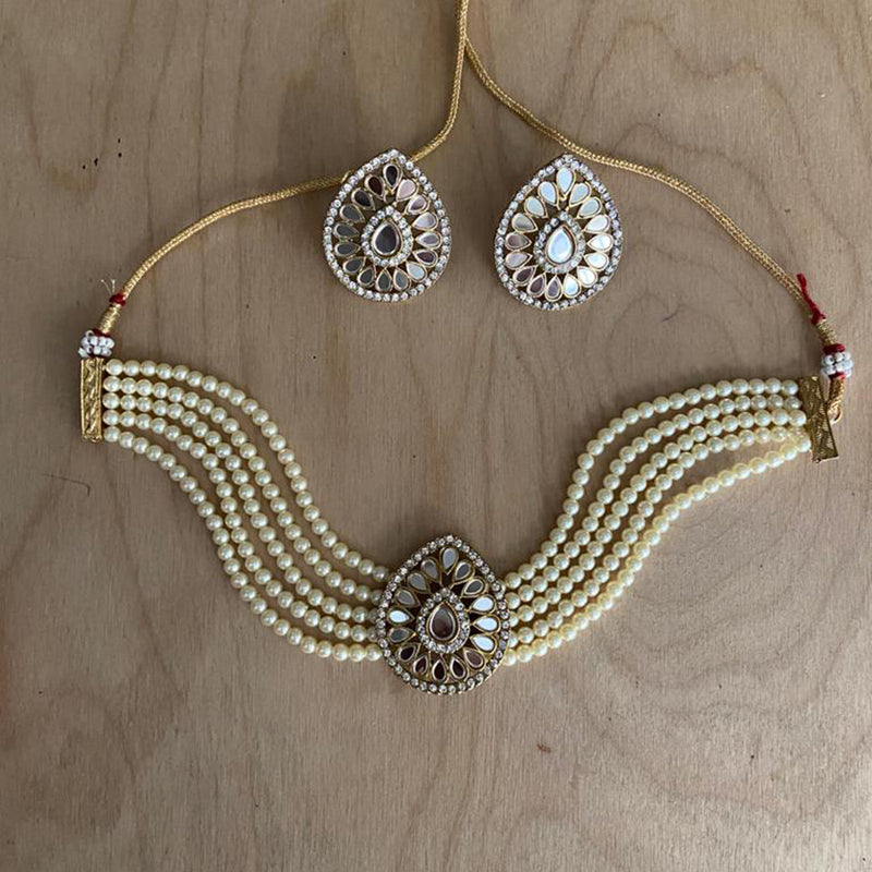 India Art Gold Plated Mirror Choker Necklace Set