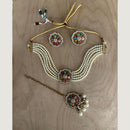 India Art Gold Plated Mirror Choker Necklace Set
