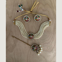 India Art Gold Plated Mirror Choker Necklace Set