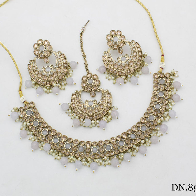 India Art Gold Plated Crystal Stone Necklace Set