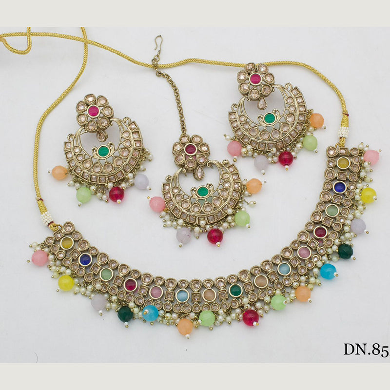 India Art Gold Plated Crystal Stone Necklace Set