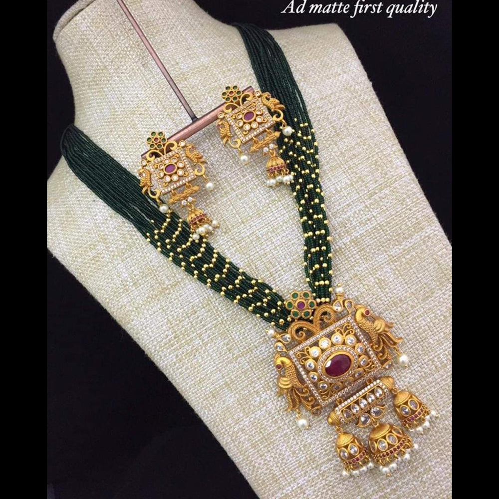 India Art Gold Plated Long Necklace Set