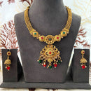 India Art Gold Plated Pota Stone And Beads Necklace Set