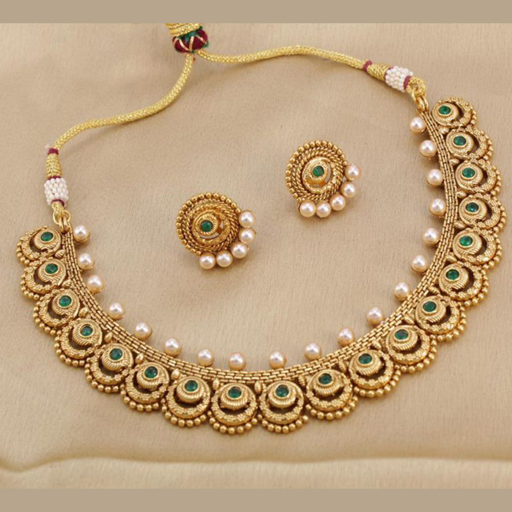 India Art Gold Plated Pota Stone Necklace Set