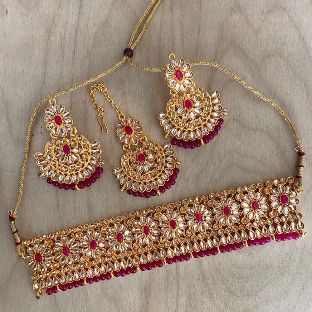 India Art Gold Plated Kundan Necklace Set